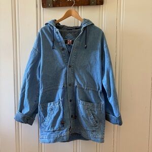 Vintage AJ (Andy John’s) Denim Hooded Jacket in Light Blue